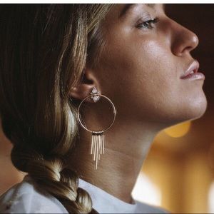 Gemstone Fringe Hoop Earrings with Moonstone